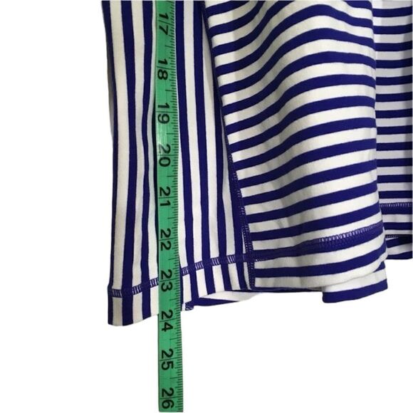 LULULEMON SCOOP NECK STRIPE RACER‎ BACK ATHLETIC WORKOUT TANK TOP BLUE WHITE 10 - Picture 10 of 14